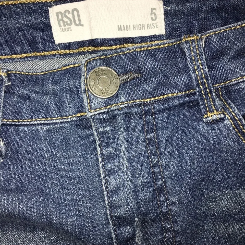 RSQ Maui High Rise distressed festival jean shorts